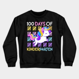 100 Days of Kindergarten Unicorn Teacher Girls Toddler Kids Crewneck Sweatshirt